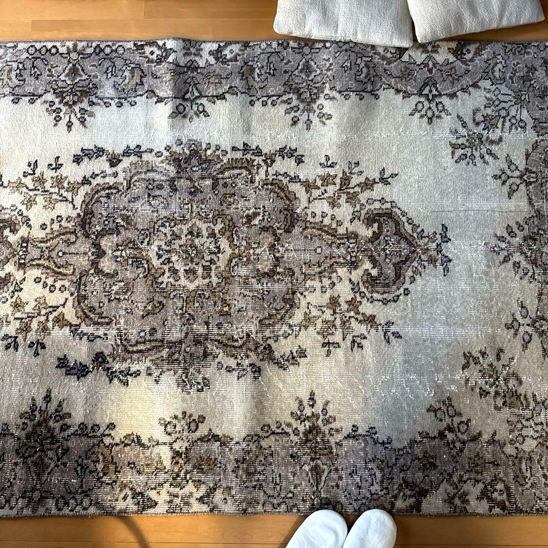 専用116×204 グレージュ×ブラウン　王道メダリオン　トルコヴィンテージラグ