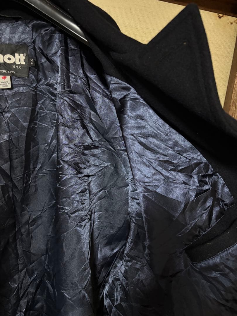 Schott N.Y.C. Pコート (黒/ウール) - サイズ5X