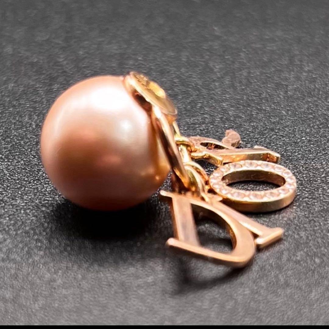 【片耳キャッチのみ】Dior ディオール ロゴ ピアス パール ピンクゴールド