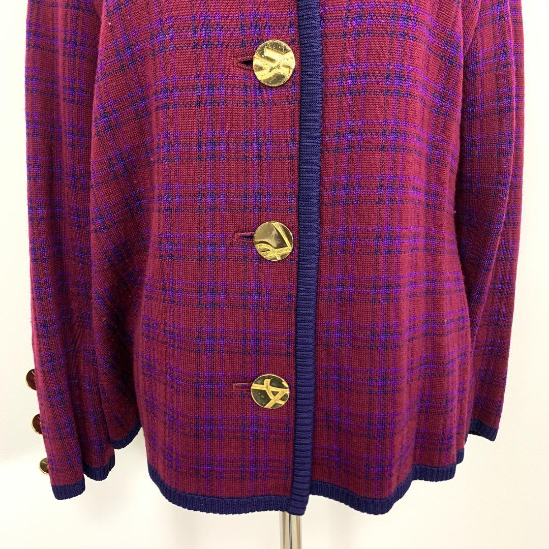 LA8406イブサンローラン テーラードジャケット 赤 青 レーヨン ウール L