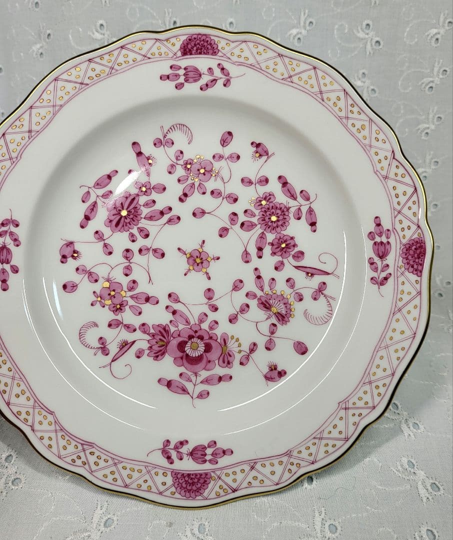 マイセン ベーシックフラワー 2つの花➕️インドの華 リッチピンク 皿3枚