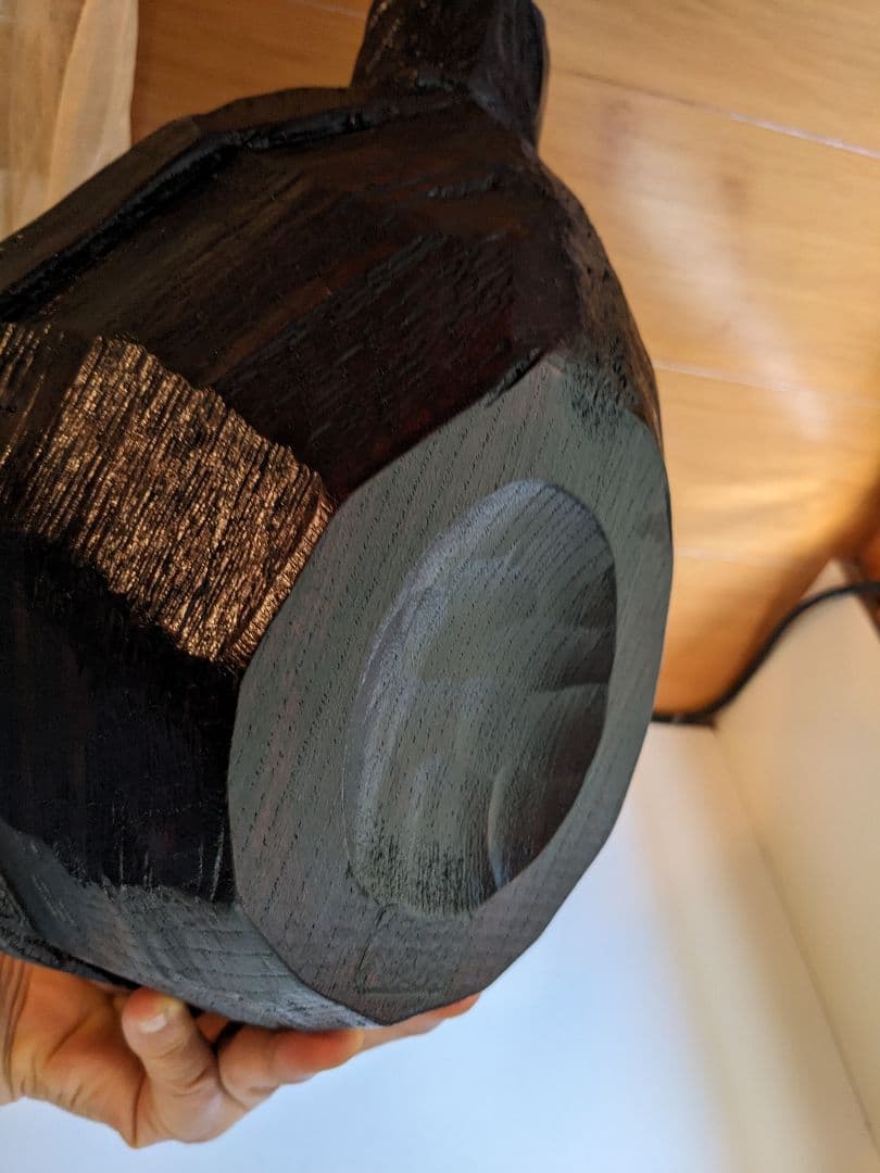 迫力のある片口　手彫り　くり抜き　酒器