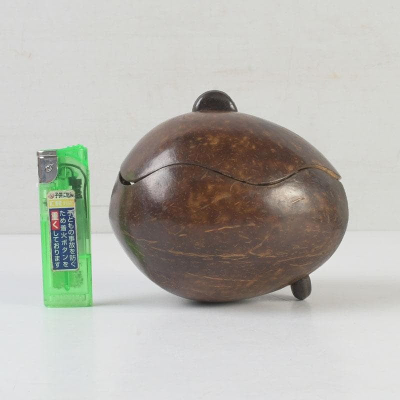 茶道具　椰子の実　内金溜　菓子器　時代箱　M　9853