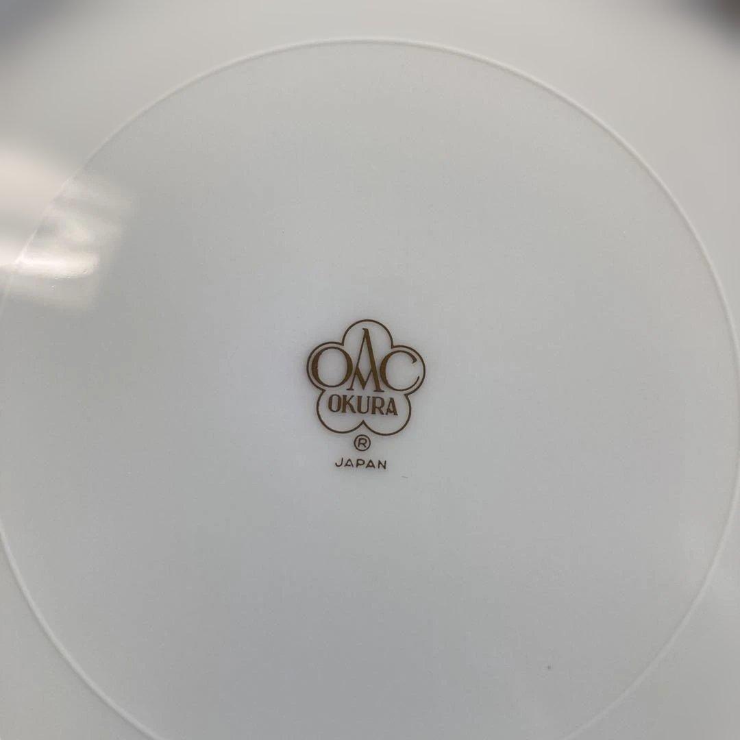 大倉陶園　金彩　金蝕　デザートプレート　ケーキ　パン　市松　ゴールド