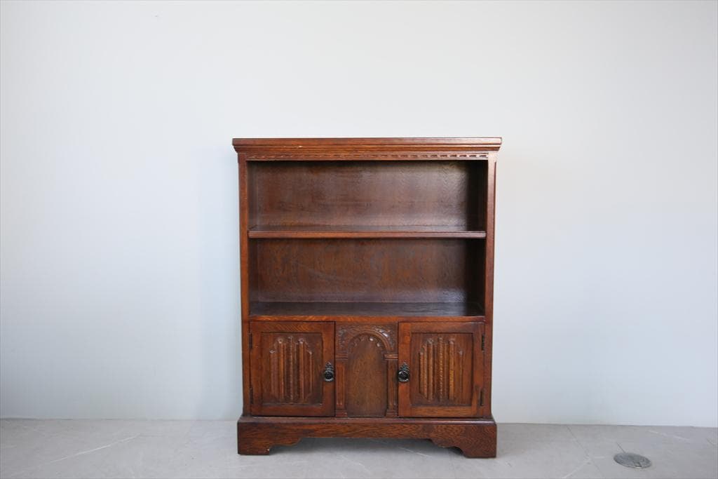 英国アンティーク木製ブックシェルフ/本棚/食器棚/飾り棚/収納ラック(92-72