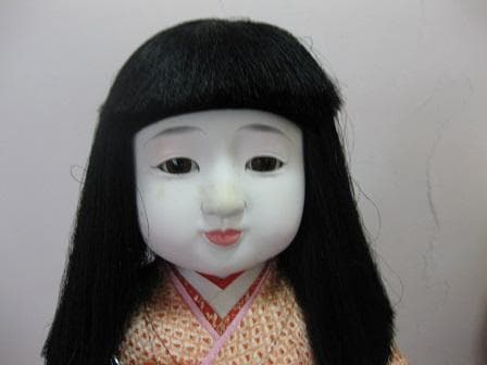 市松人形　赤総絞り着物　約52cm　難あり　日本人形・ひな祭り