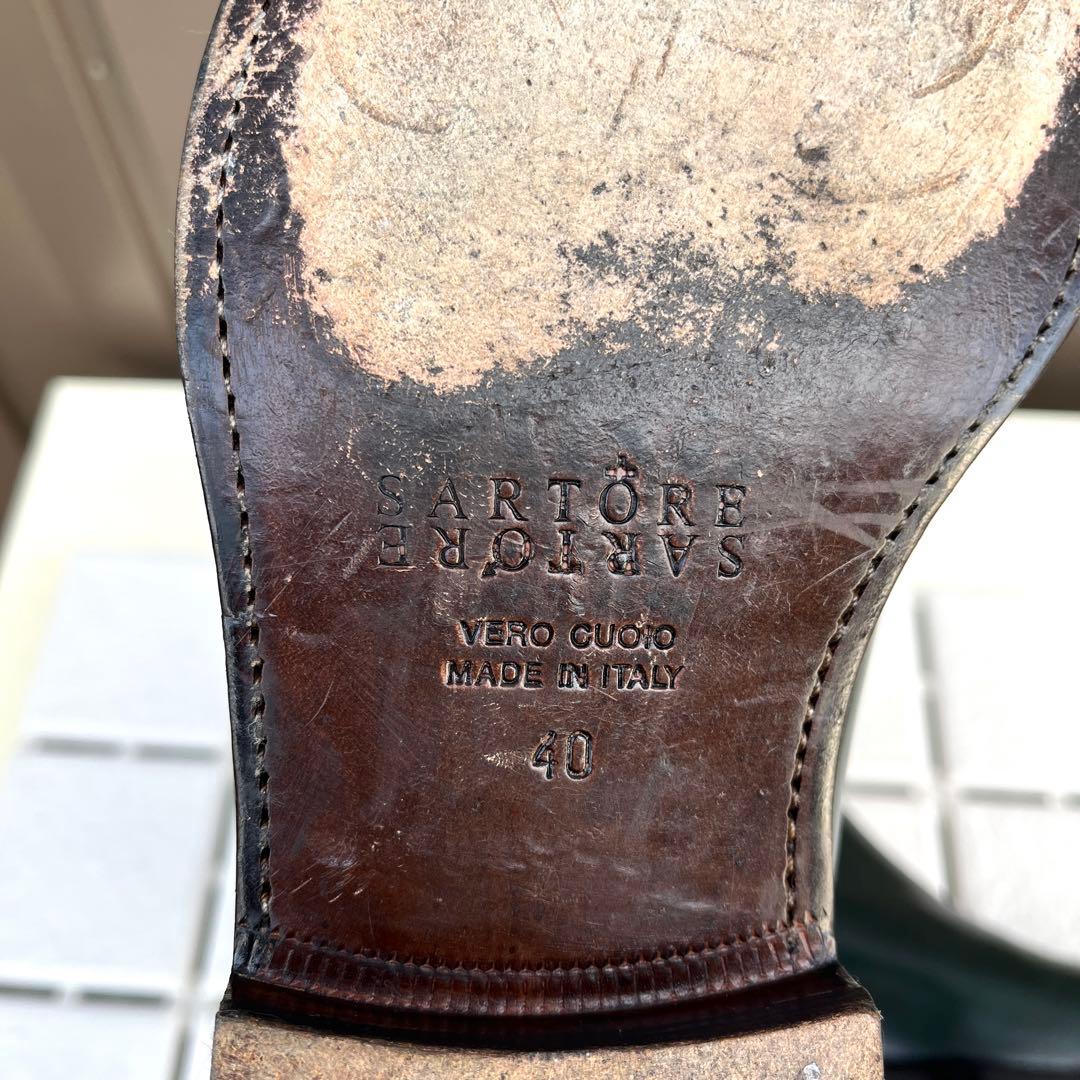 40 SARTORE ショートブーツ　グリーン　メンズ　レザー　25 緑