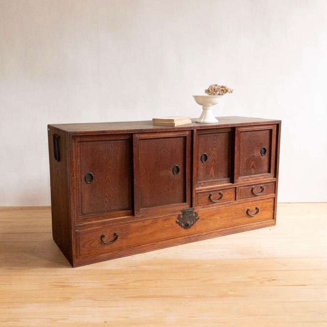 ローボード　木製　収納棚　古道具　古家具　和家具　ビンテージ　アンティーク