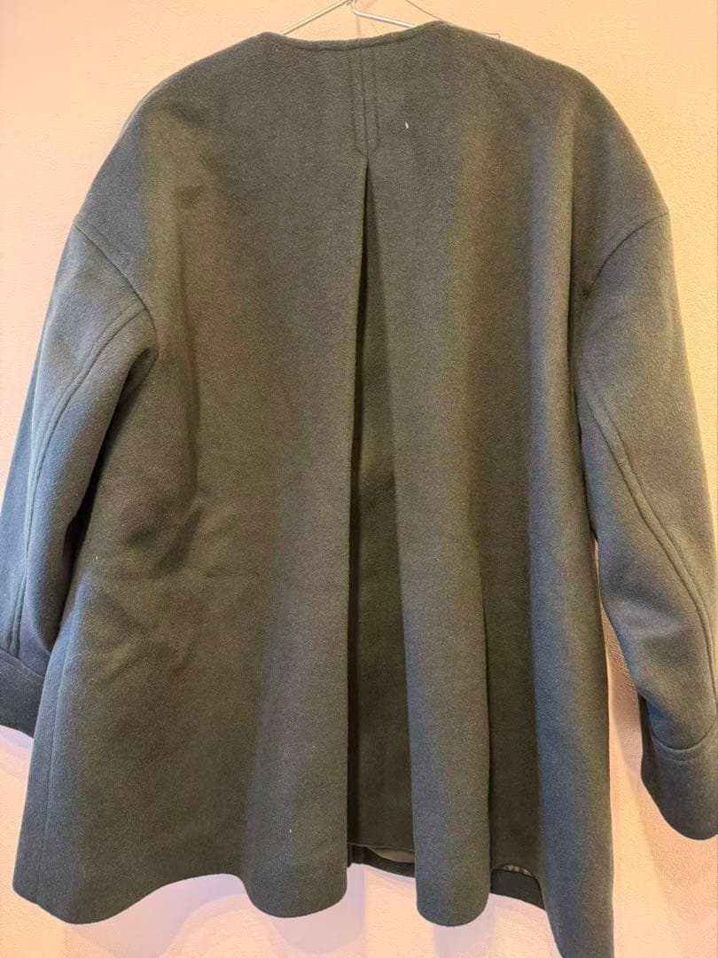 スーパー140ビーバーノーカラーミドルコート グリーン36