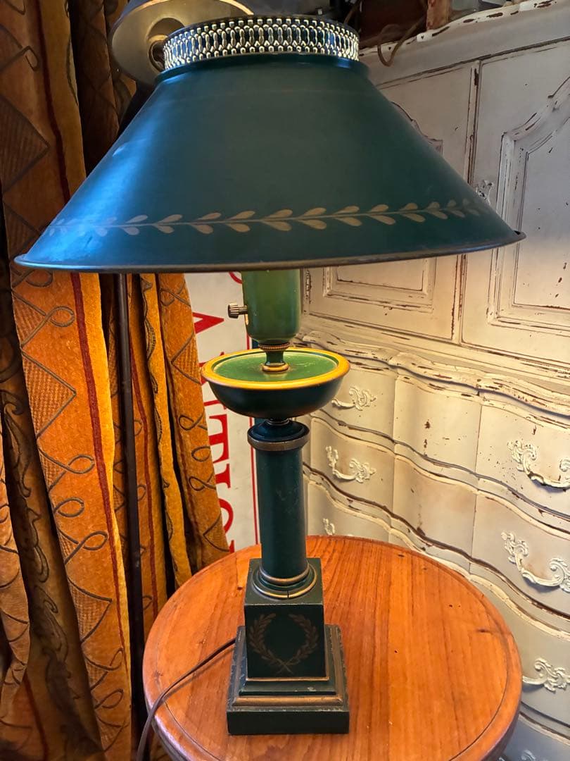 アンティーク　素敵な　グリーン　デスク　テーブル　サイド　ランプ　アメリカ　レア