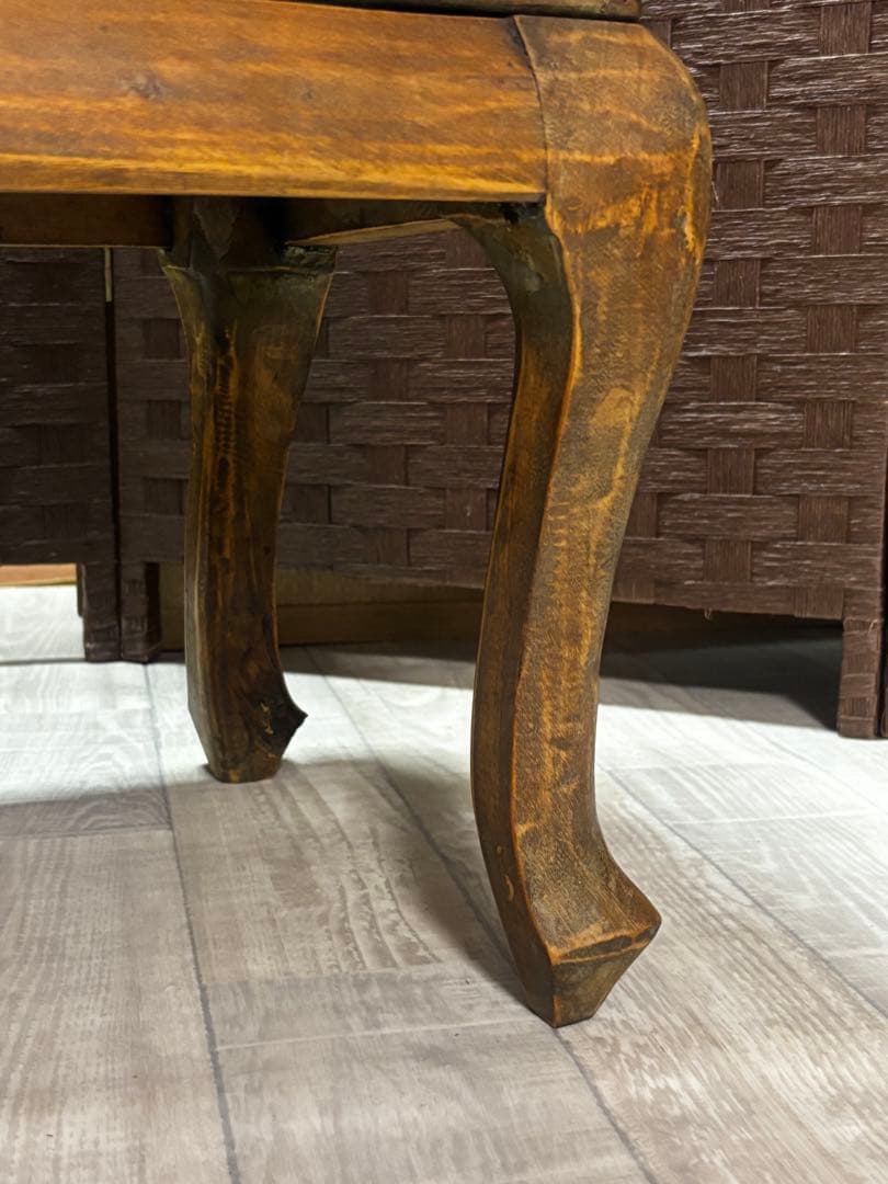 ヴィンテージ　猫脚ラタン　アジロ家具　ナイトテーブル　アンティーク