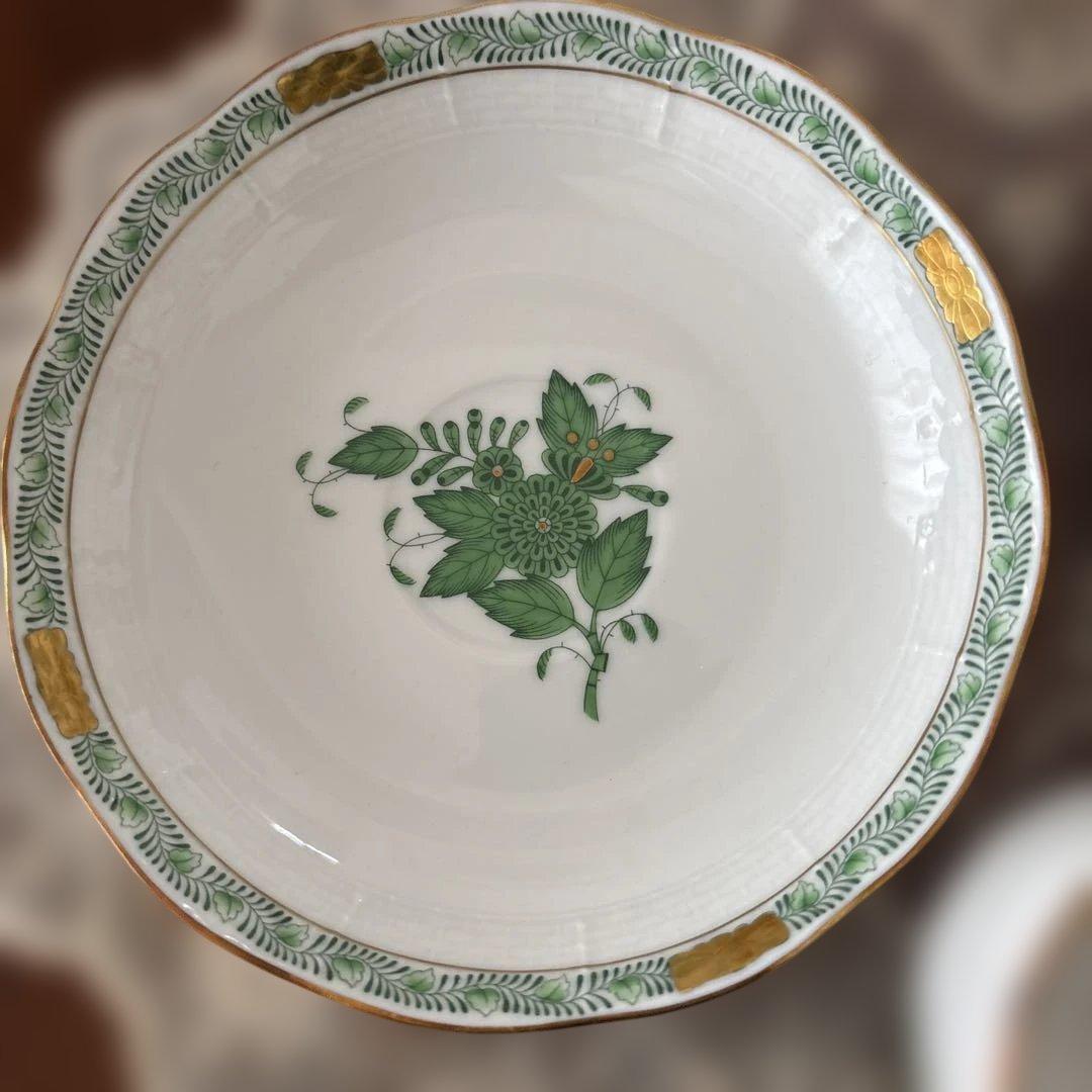 ヘレンド アポニーグリーン　コーヒー カップ＆ソーサー2客セット