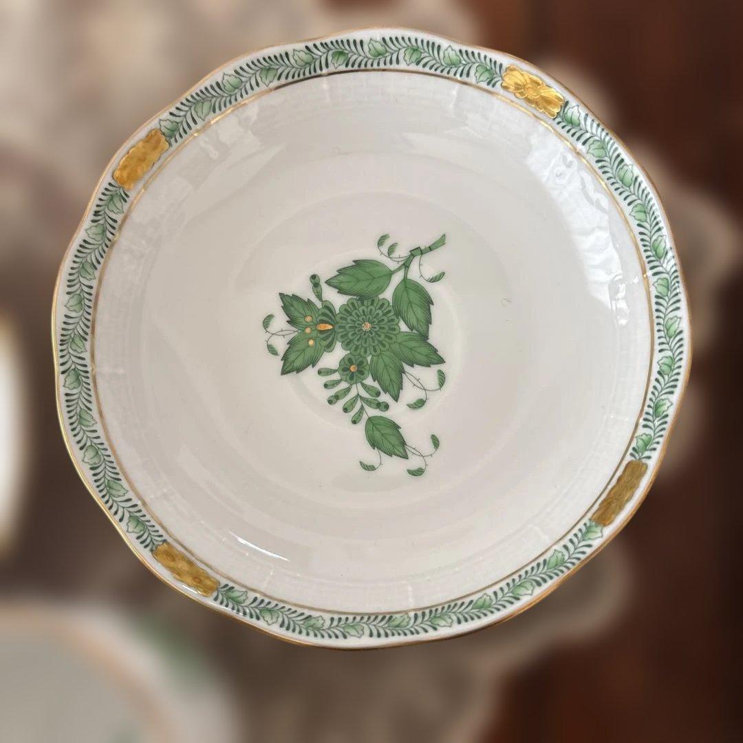 ヘレンド アポニーグリーン　コーヒー カップ＆ソーサー2客セット