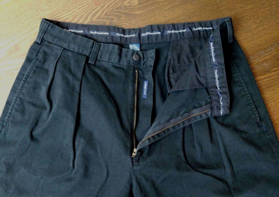 【ポロラルフローレン】 アンドリューパンツ 黒 ツータック W34