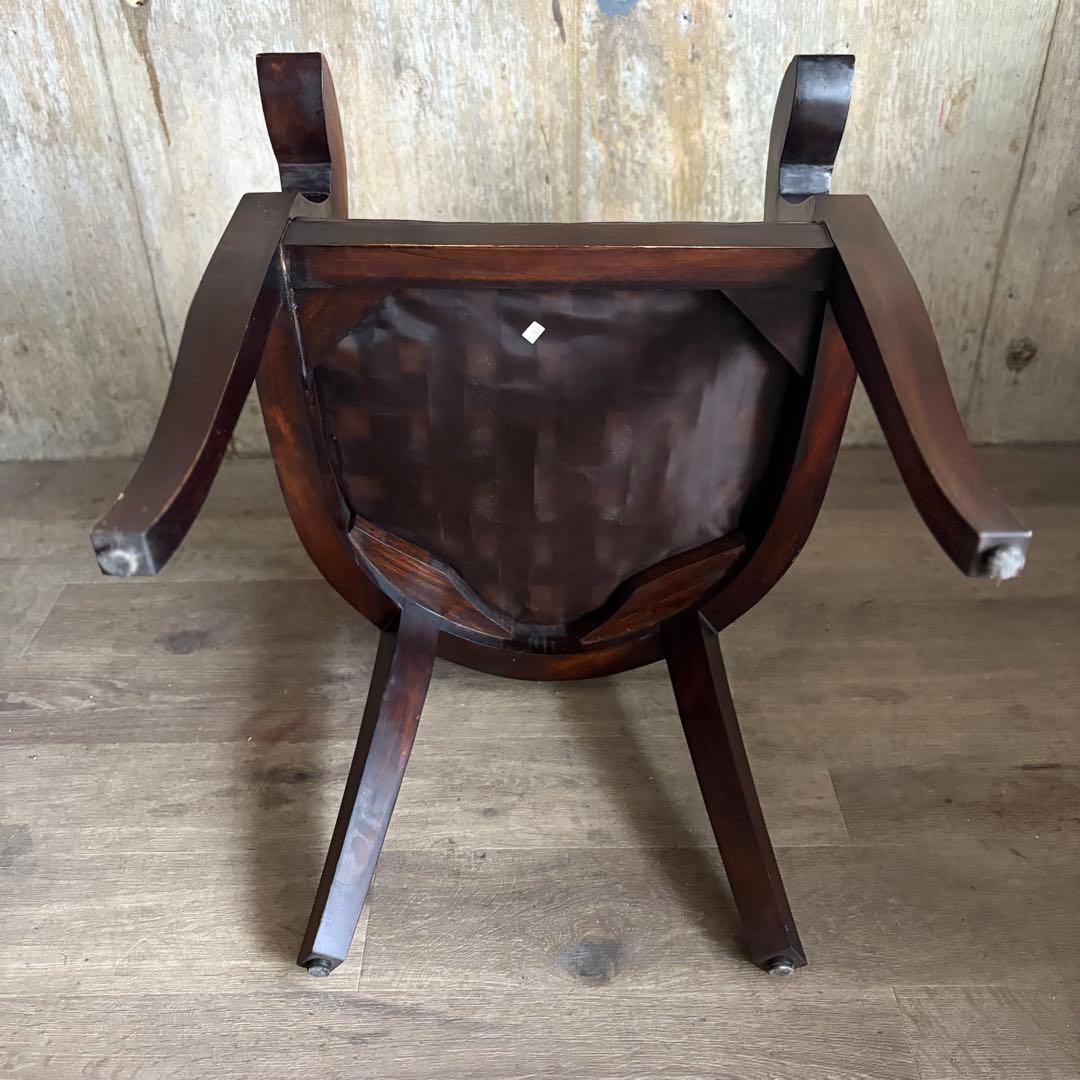 エスニックスタイル　レザーシート アームチェア ヴィンテージ　②