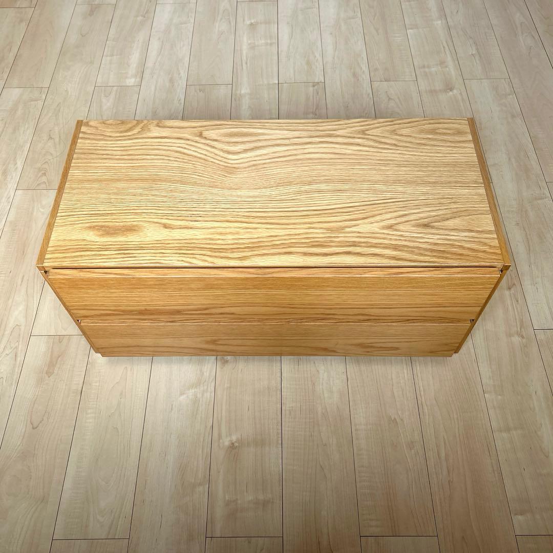 無印良品スチールユニットシェルフ用・ボックス・引出し・２段・オーク材