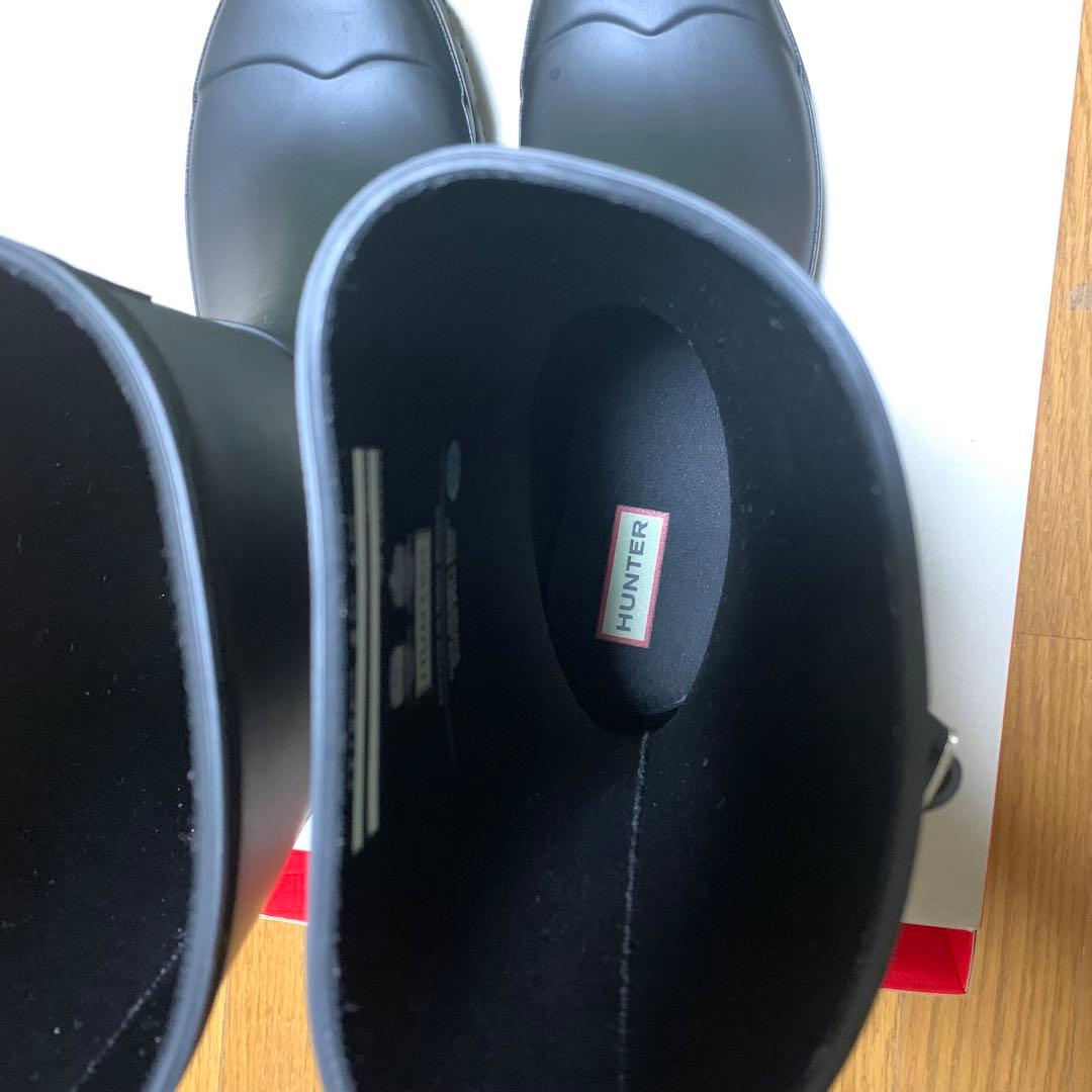 HUNTER ブラックラバー長靴 バックル付き