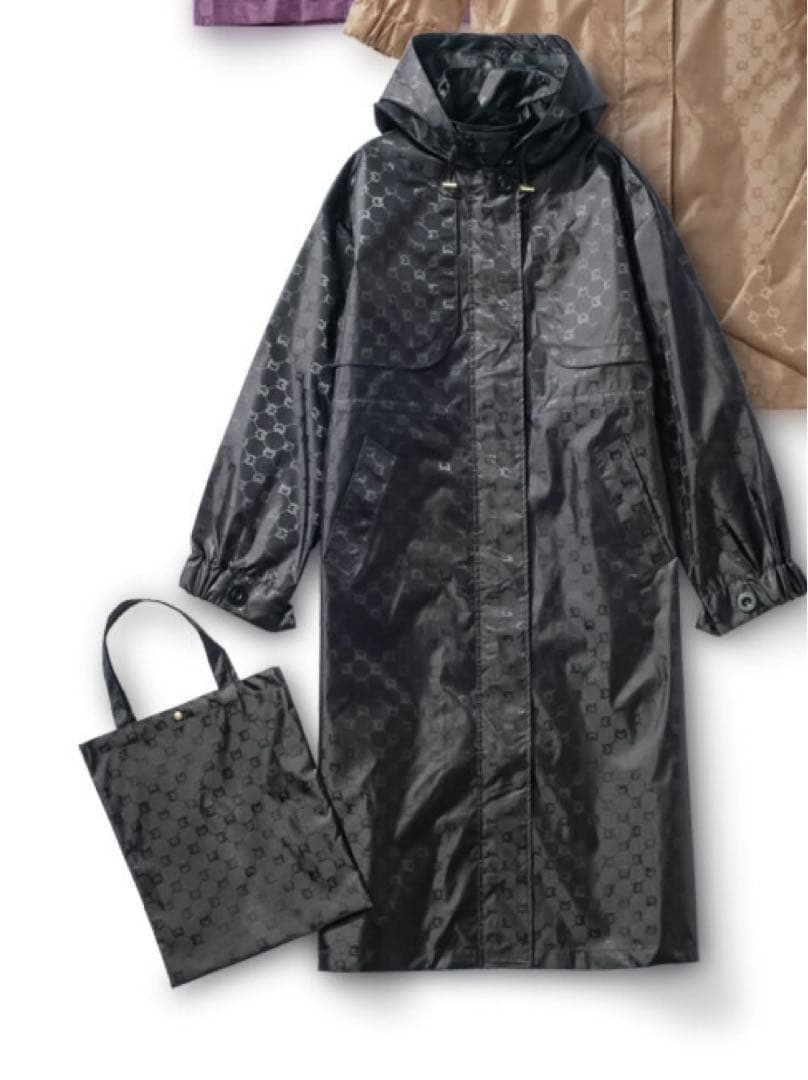 ミラ・ショーン ロゴジャガード レインコートM～L ブラック