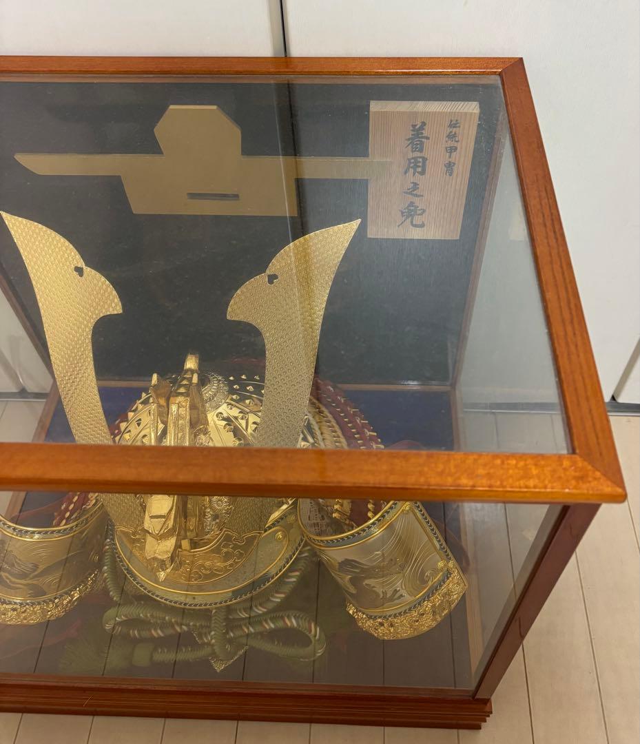 着用兜 陣羽織 五月人形 オルゴール付き ガラスケース入り 陣羽織付き