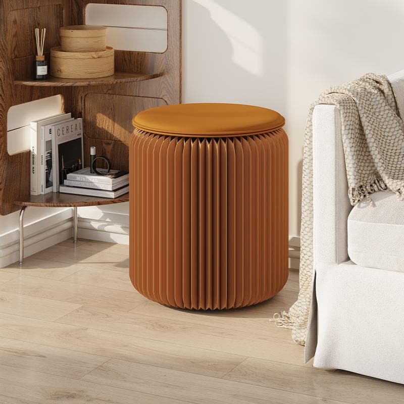 ペーパースツールブラウン2点セットクッション付き折りたたみスツール待合室美容室