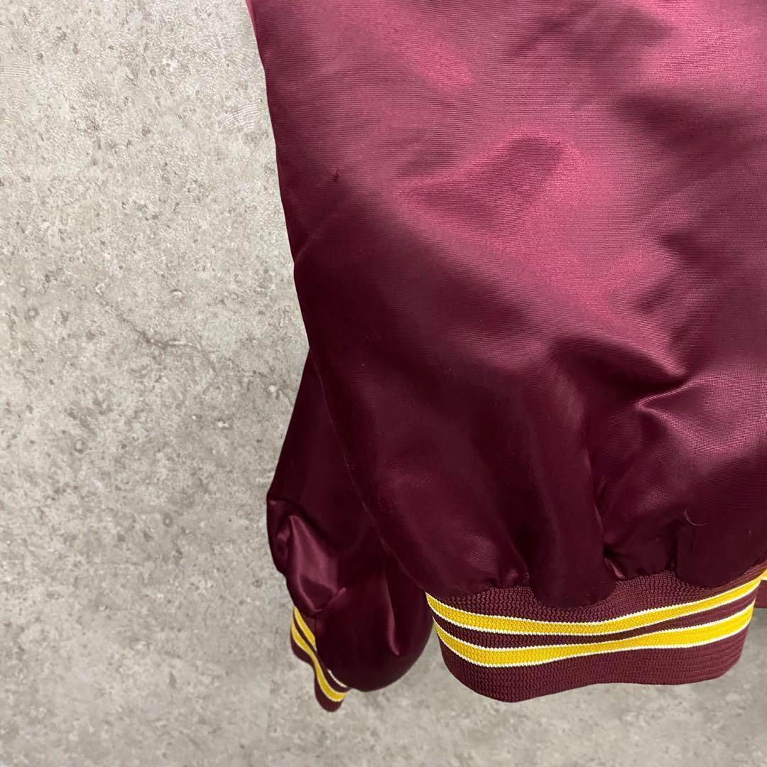 レア古着90s○NFLレッドスキンズ刺繍スタジャン バーガンディー メンズXL
