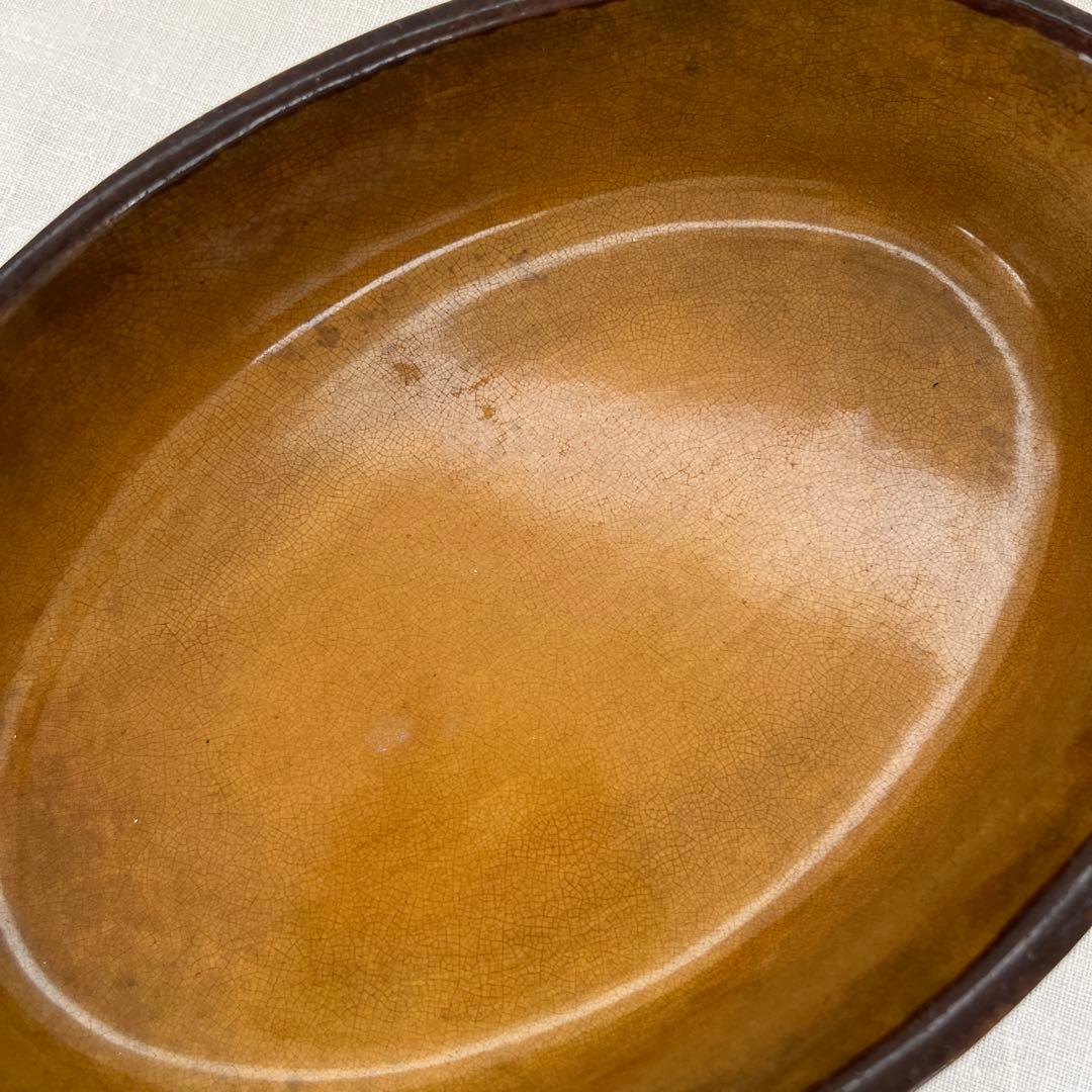 フランスアンティーク 貫入が美しく入った グラタン皿 オーブン皿