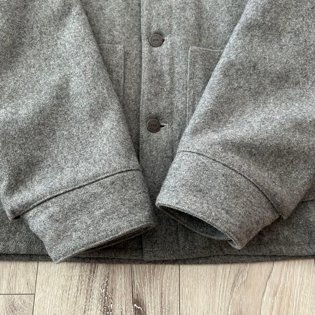 【美品】FTC ウール メルトン カバーオール グレー ネイビー Mキルティング