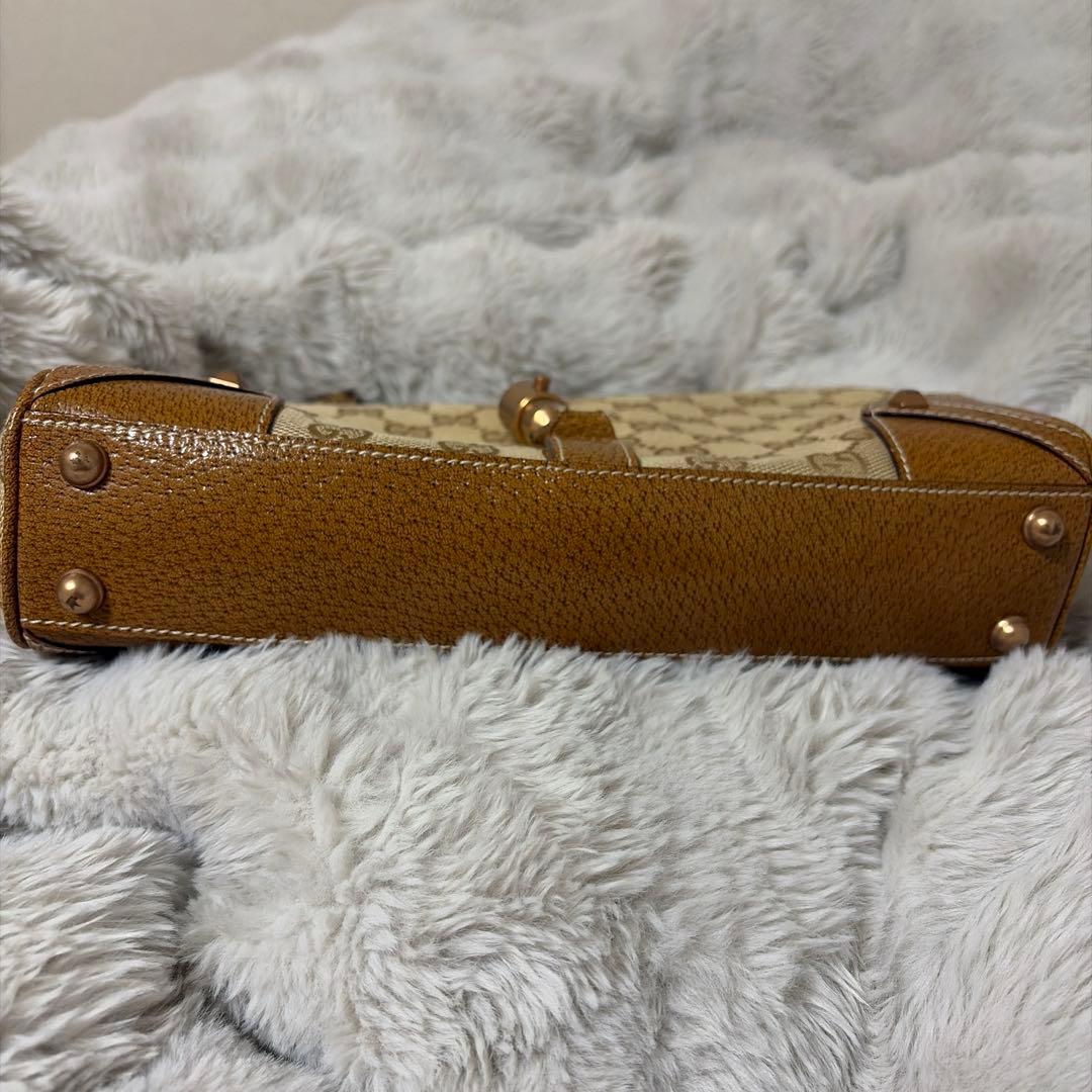 GUCCI ニュージャッキー ショルダーバッグ キャンバス レザー ベージュ