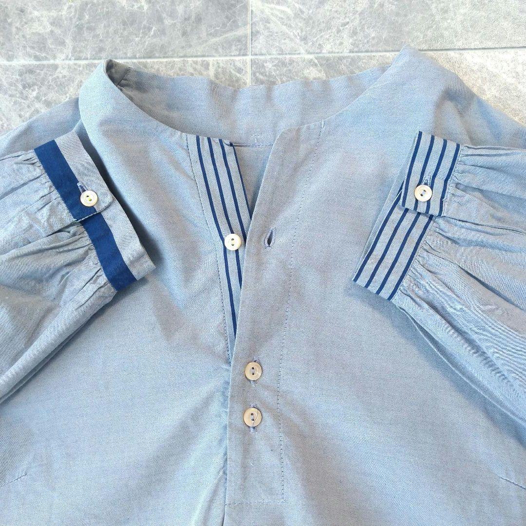 039 Huyo様 パラスパレス コットンブロード ノーカラーシャツ ブラウス