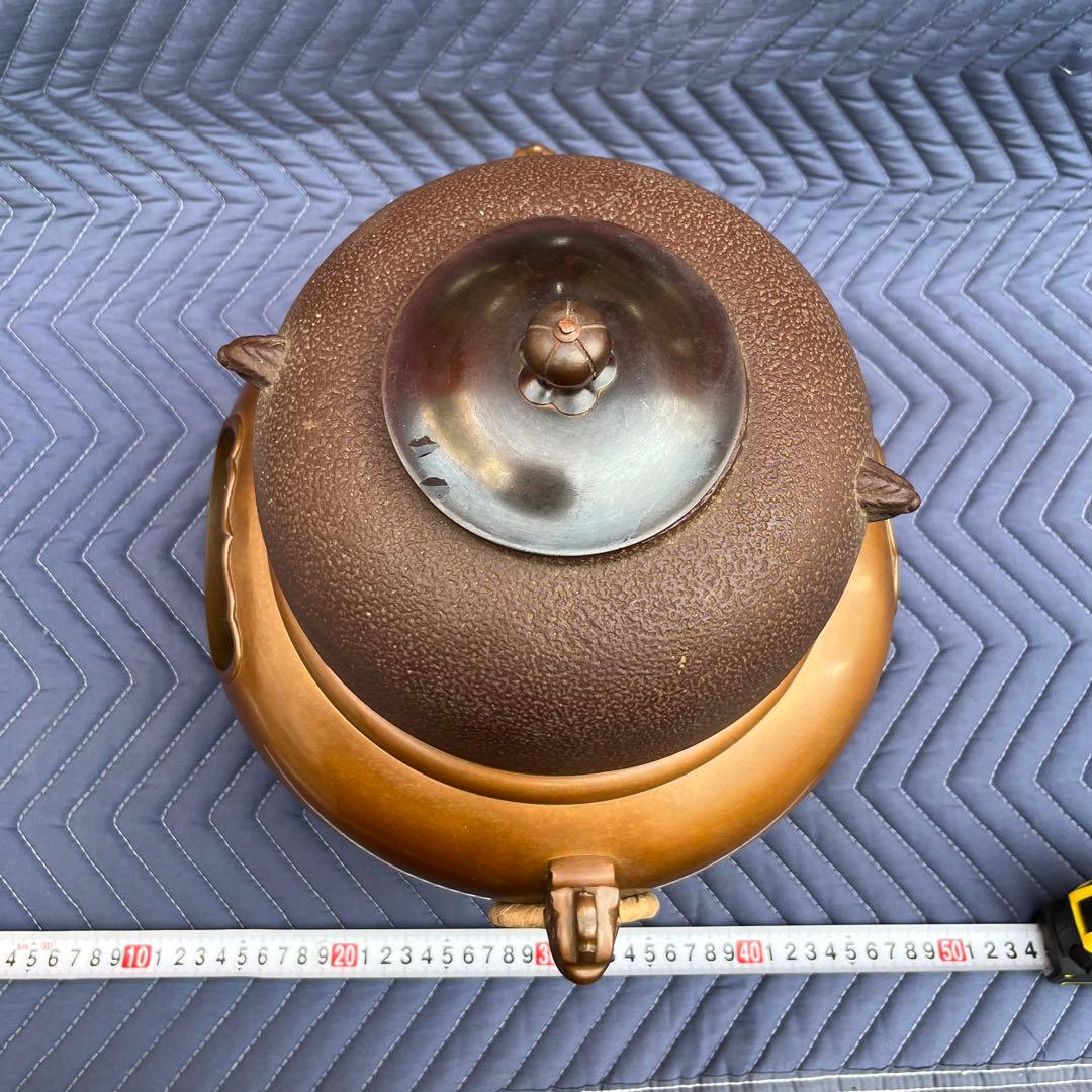 鋳銅 鬼面風炉 釜添 釜師畠春斎/風炉師寛