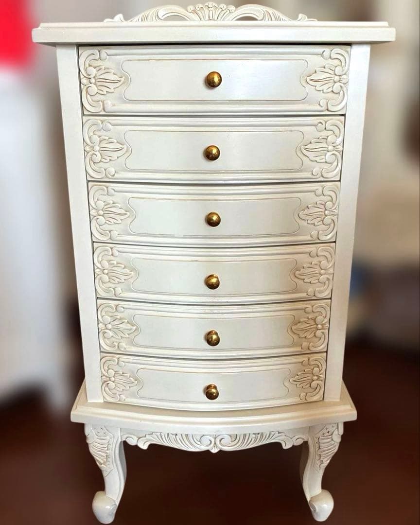 ロココ調 アンティーク風 キャビネット　6段　ヴォッカシリーズ