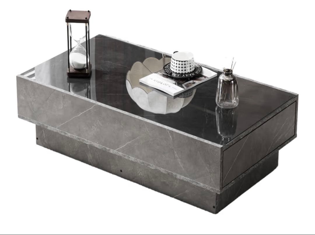 送料込 美品 NINGMEI ブラック センターテーブル 引き出し付き