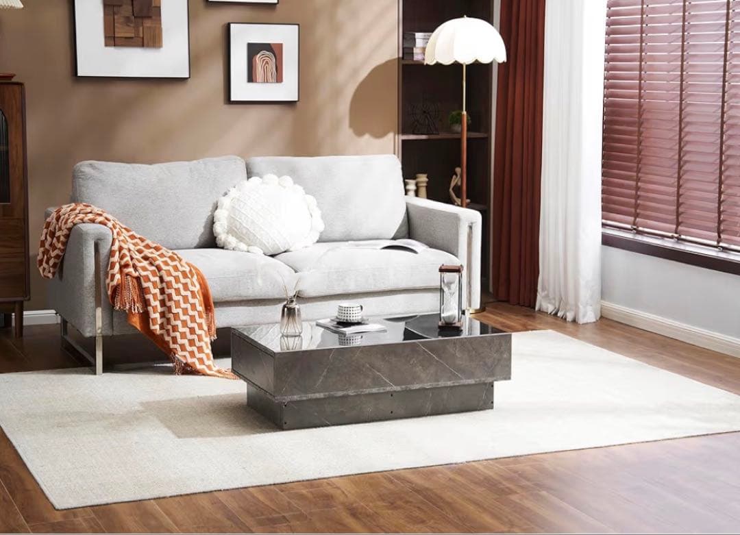 送料込 美品 NINGMEI ブラック センターテーブル 引き出し付き