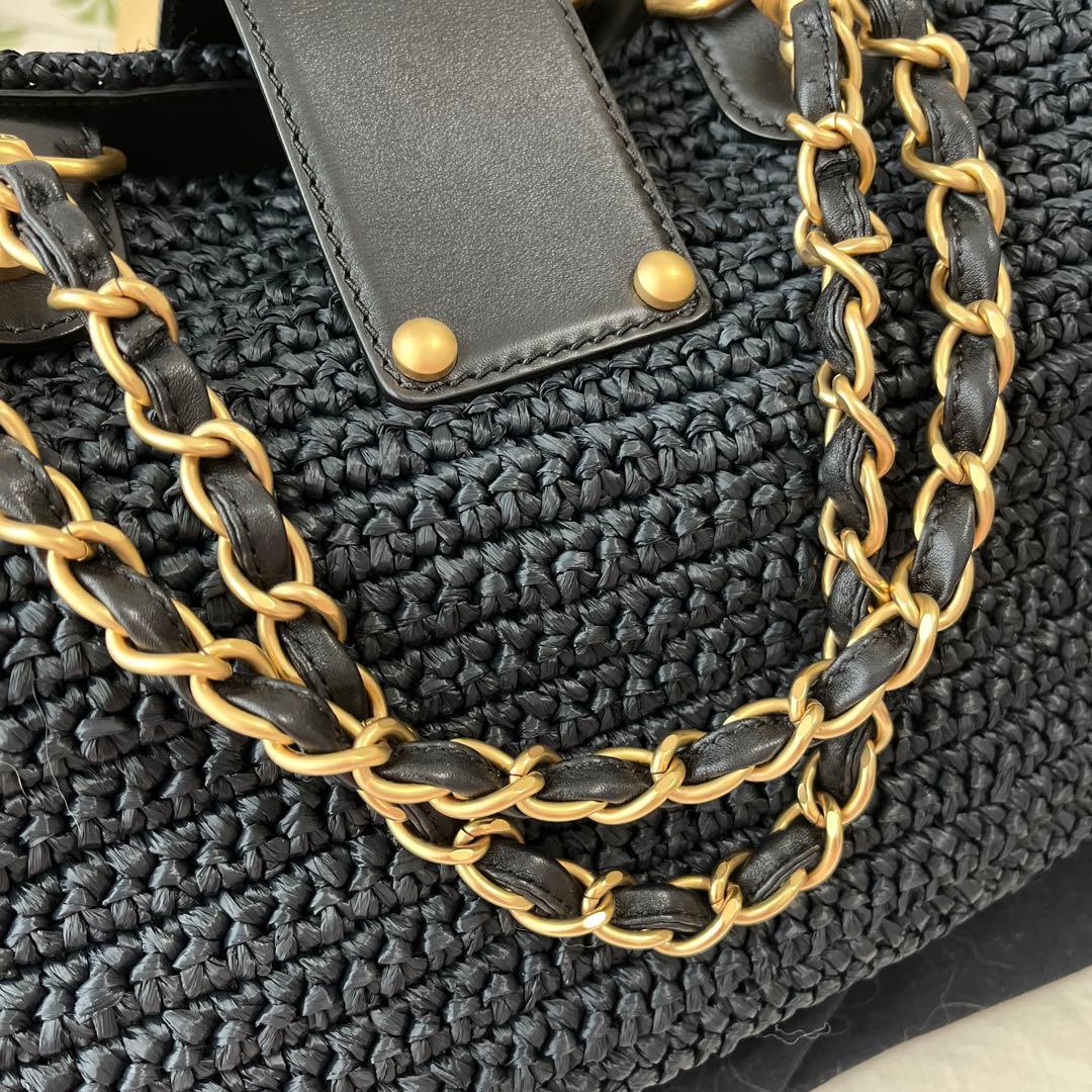 希少！シャネル　ショッピングバッグ　ストローバッグ　かごバッグ