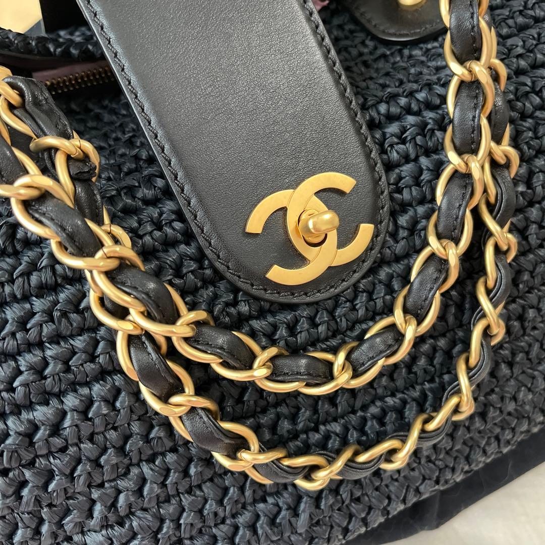 希少！シャネル　ショッピングバッグ　ストローバッグ　かごバッグ