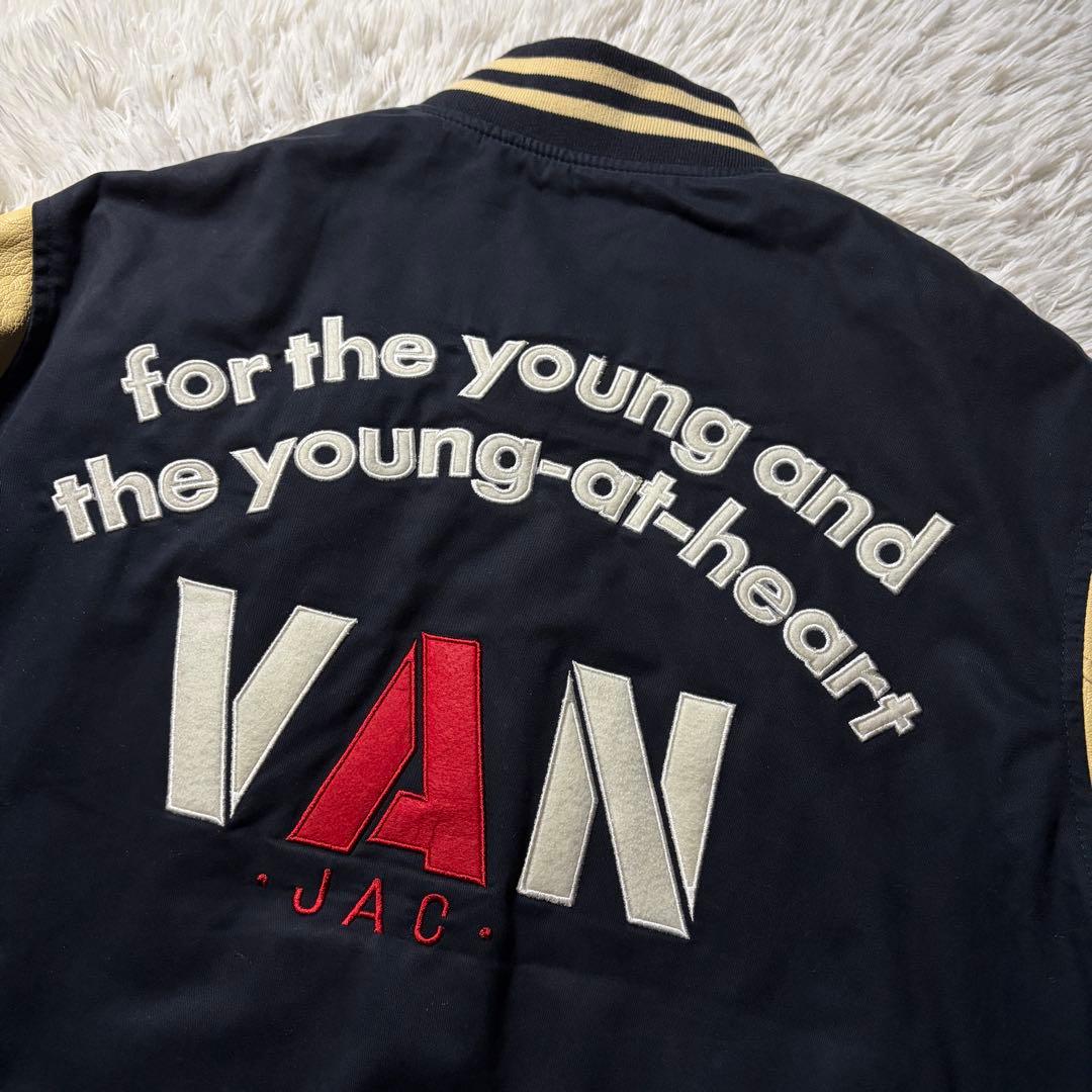 T*i様 美品■VAN JACKET スタジャン　袖レザー　アーチロゴ　山羊革