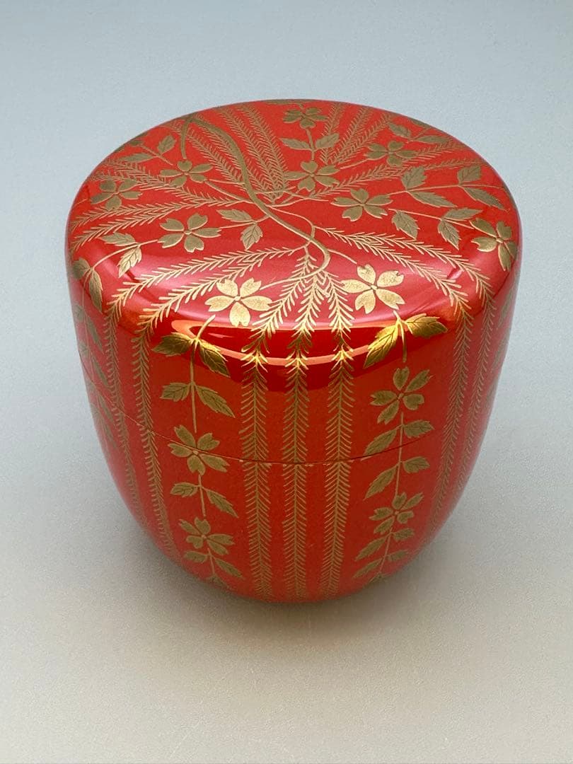 茶道具　棗　村田宗覚　柳桜蒔絵