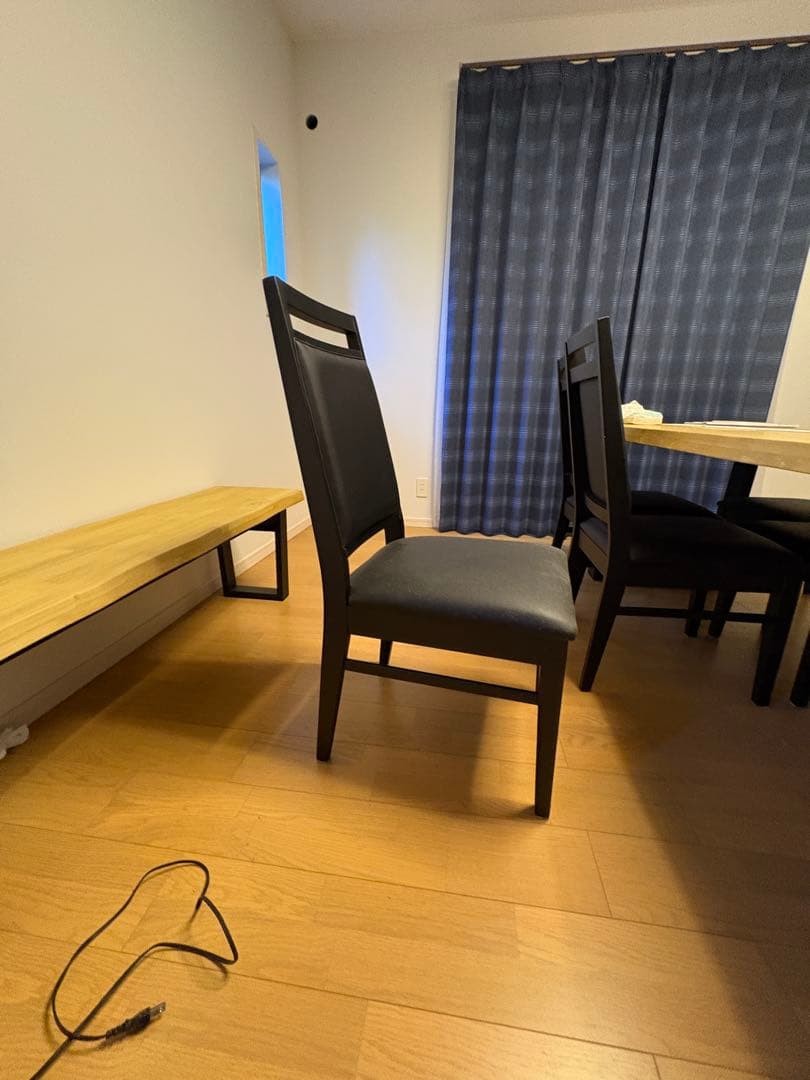 【引取り限定】木製長方形ダイニングテーブルと椅子6脚　ベンチセット