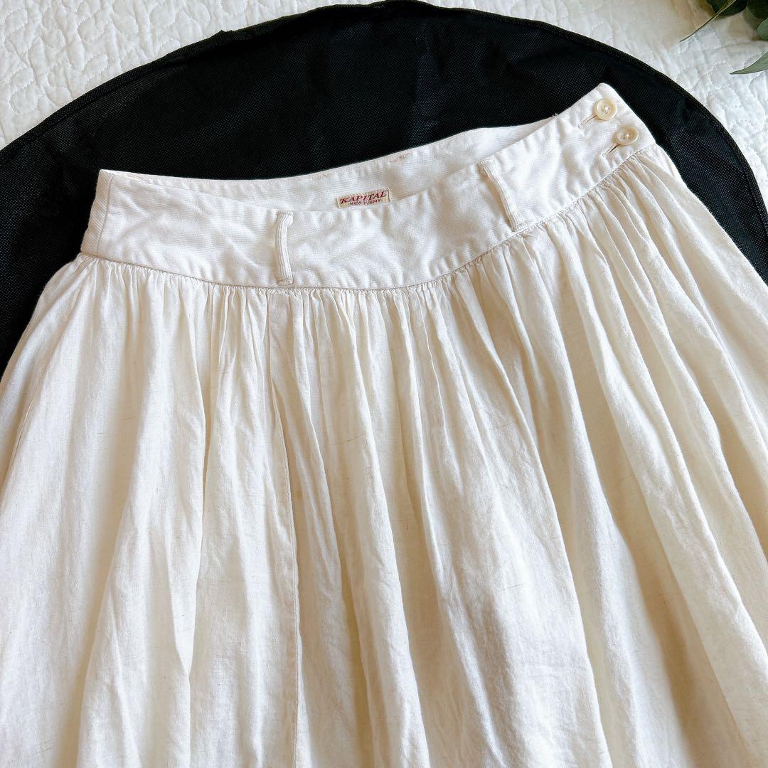 KAPITALキャピタル ガウチョ オーロラエプロンパンツ 生成り 二重 S