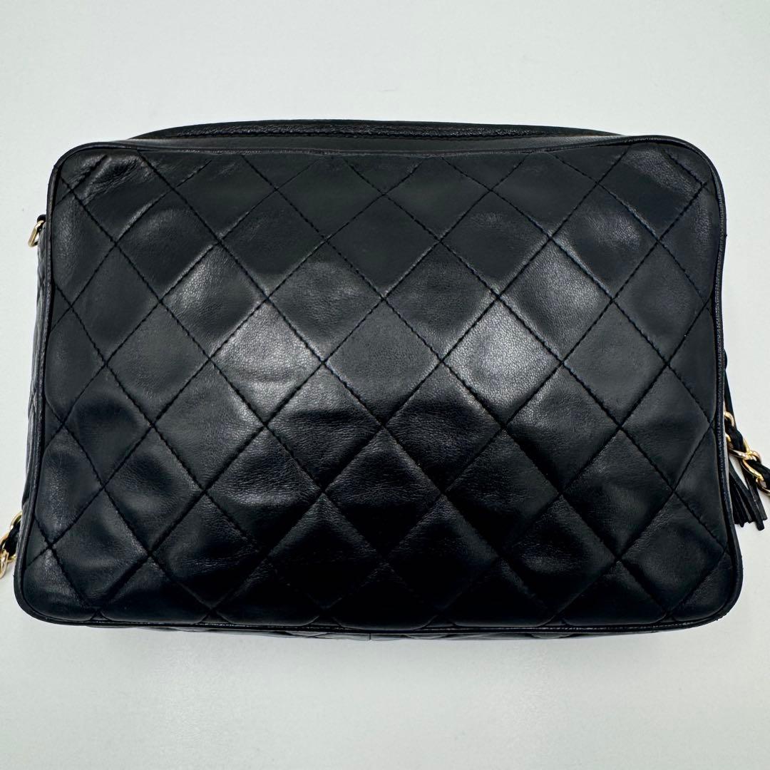 シャネル マトラッセ フリンジ チェーン ラムレザー ショルダーバッグ ブラック