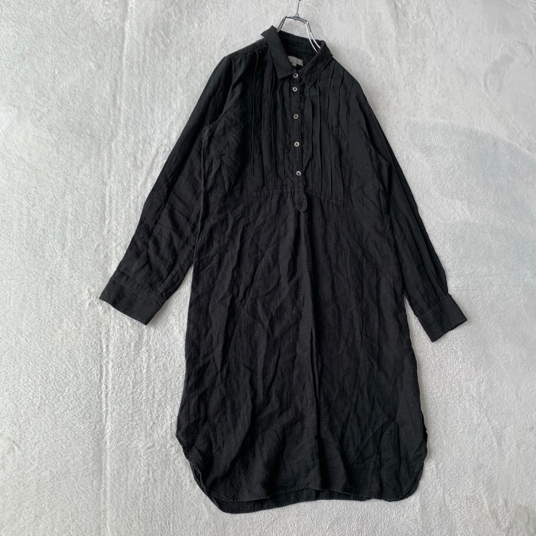 人気 マーガレット ハウエル 麻 リネン 長袖 タック プルオーバー ワンピース