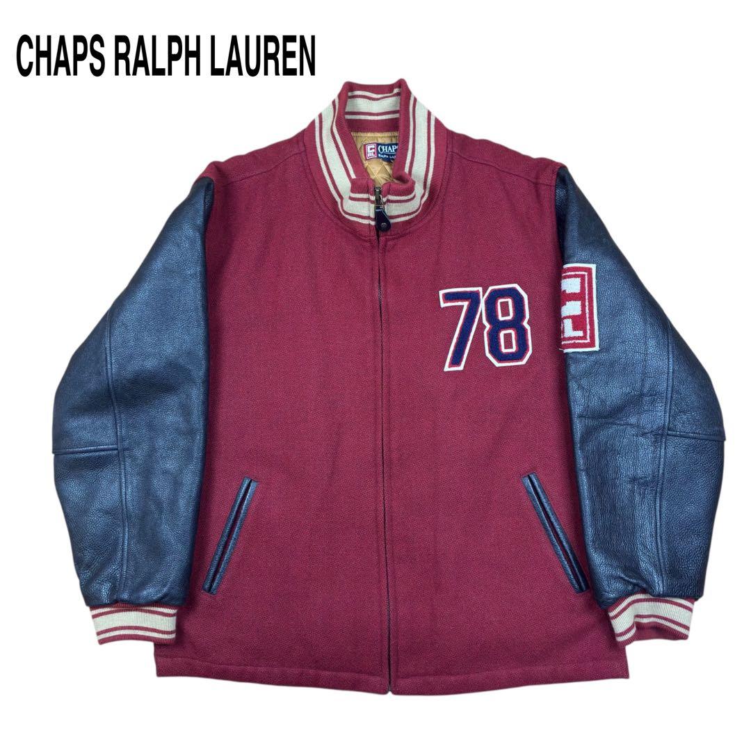 90s CHAPS RALPH LAUREN レザー スタジャン ウール L
