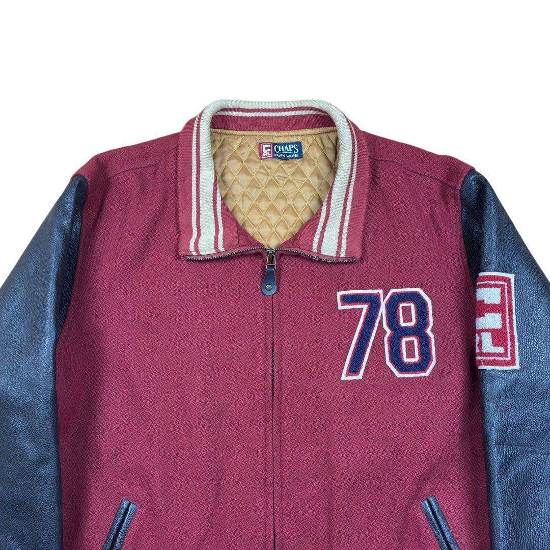 90s CHAPS RALPH LAUREN レザー スタジャン ウール L