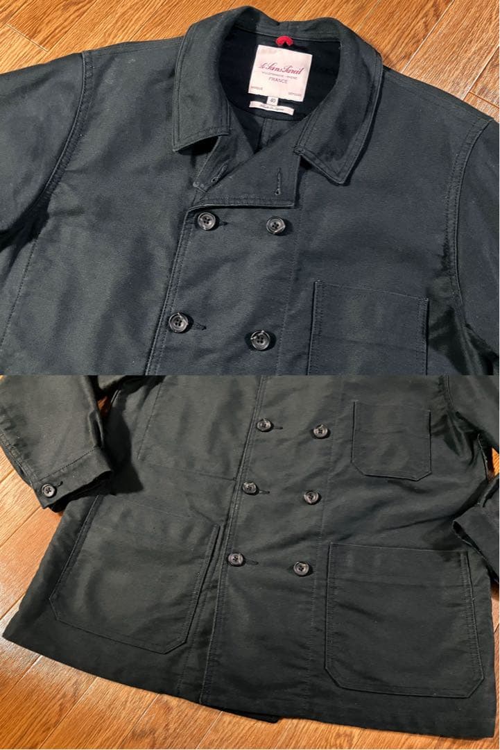 ル サン パレイユ ブラックモールスキン ダブルカバーオール 40(M)