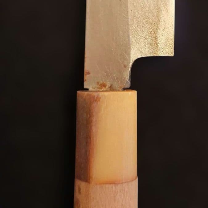 柳刃包丁 木製ハンドル カバー付き　【極上登録卍正忠請合】