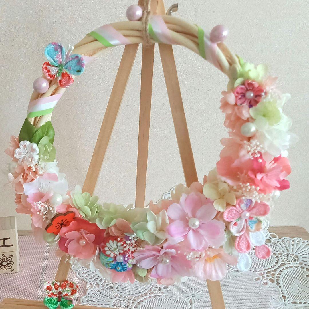 No６ *✿SAKURA✿*ちりめん細工とプリザのプリンセスリース