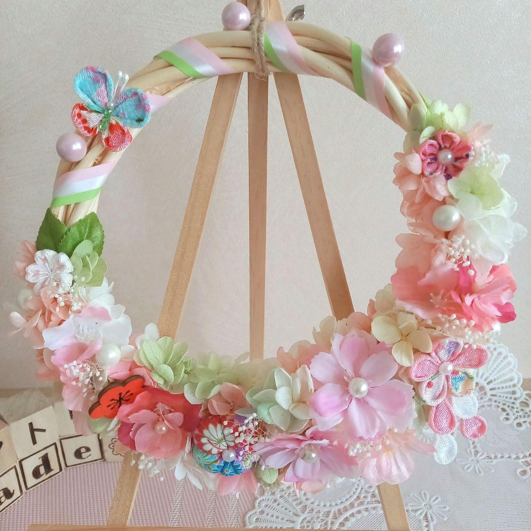 No６ *✿SAKURA✿*ちりめん細工とプリザのプリンセスリース