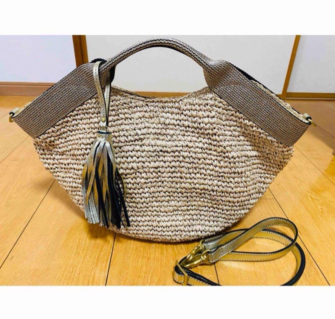 ☆お値下げ☆美品☆ BEAMS別注 ヴィオラドーロ 2wayラフィアトートバッグ