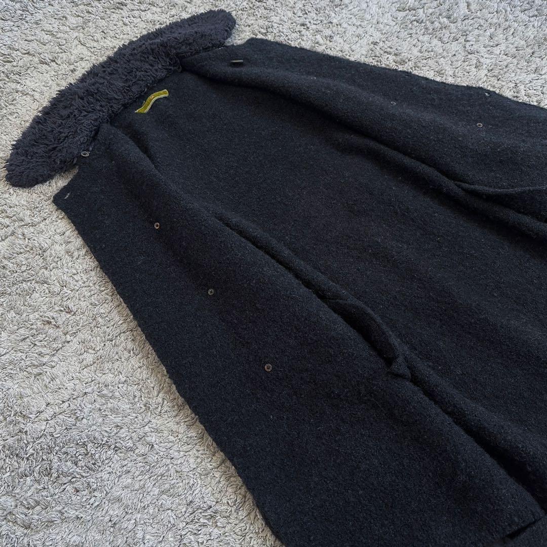 【異素材mix／コットンボア× 縮絨ウールニット】45rpm／ベルテッドコート