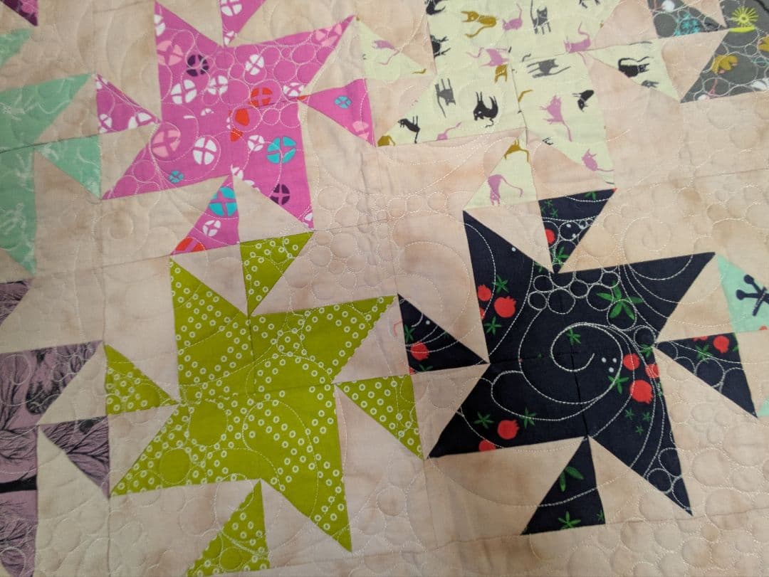 完全オリジナル！ミシンキルトタペストリーCotten&Steelスター